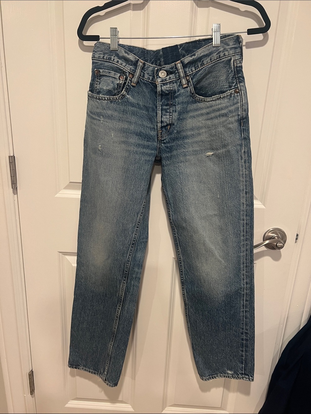 Moussy Women's Straight Jeans in Faded Blue Denim
